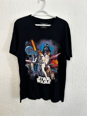 ZARA MAN Star Wars Graphic T-Shirt Size Large Black Cotton Retro